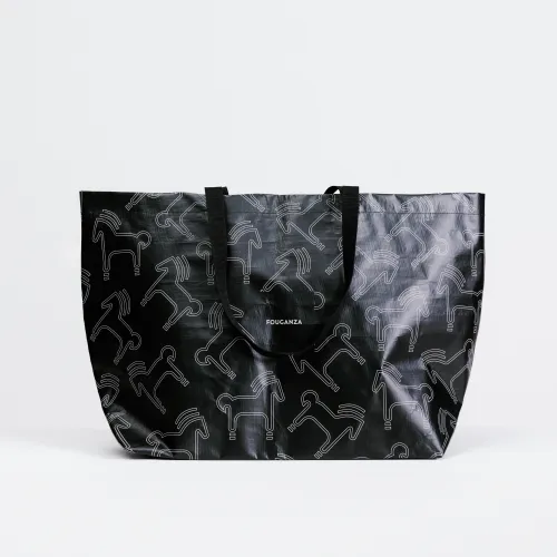 Horse Riding Tote Bag - Black And Beige Horses