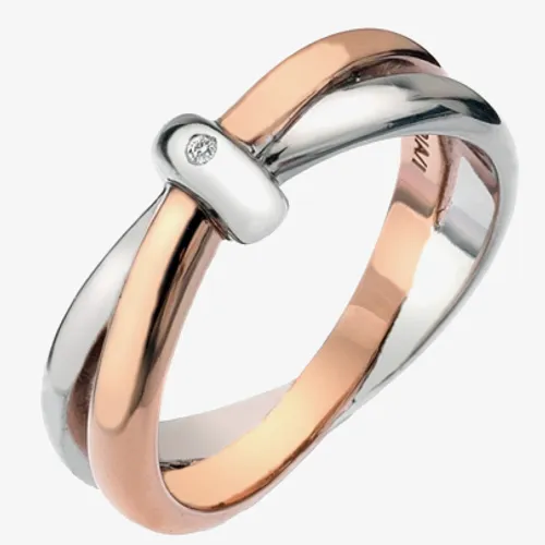 Hot Diamonds Eternity 18ct Rose Gold Plated Sterling Silver Vermeil Interlocking Ring DR112/M