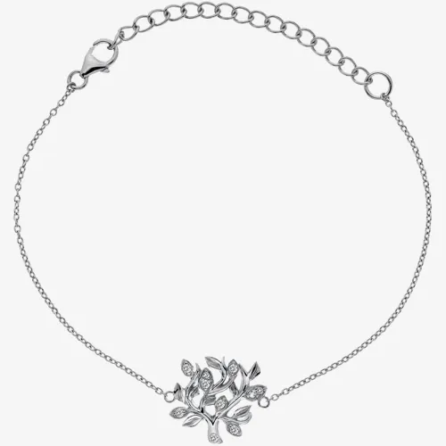 Hot Diamonds Nurture Sterling Silver White Topaz Tree Bracelet DL643