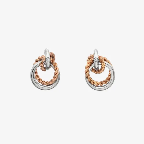 Hot Diamonds Silver & Rose Gold Plated Unity Circle Earrings DE611