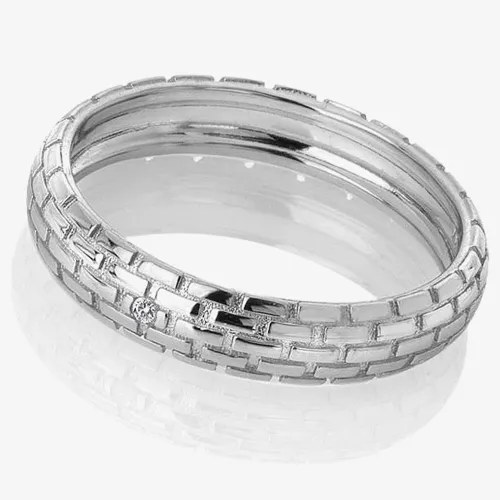 Hot Diamonds Silver Woven Band Ring DR234/N