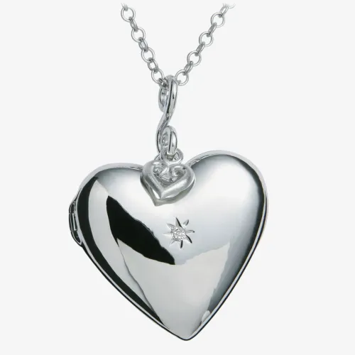 Hot Diamonds Sterling Silver Diamond Heart Locket Necklace DP132