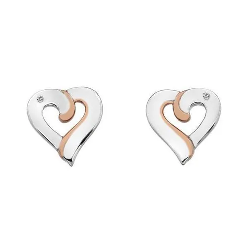Hot Diamonds Together Sterling Silver Rose Gold Diamond Earrings - Silver