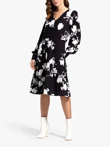 HotSquash Floral Chiffon Dress, Black/White - Black/White - Female