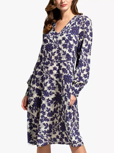 HotSquash Geometric Blossom Print Chiffon Dress, Blue - Blue - Female
