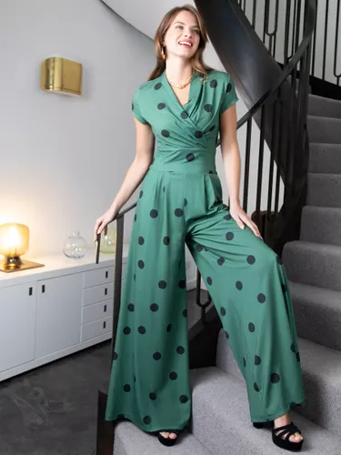 HotSquash Jersey Polka Dot Wide Leg Jumpsuit, Green - Green - Female