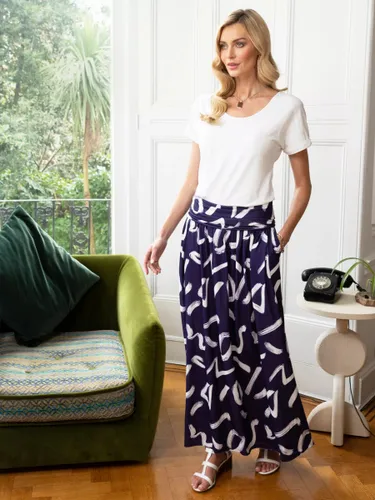 HotSquash Luxury Roll Top Abstract Print Maxi Skirt, Blue/White - Blue/White - Female