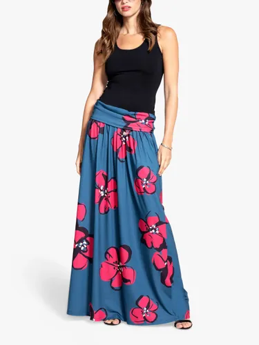 HotSquash Roll Top Maxi Skirt - Floral Teal/Coral - Female