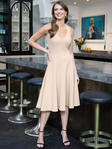 HotSquash Sleeveless Flared Dress - Latte - Female