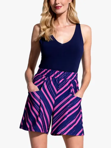 HotSquash Zig Zag Luxe Crepe Shorts, Navy/Pink - Navy/Pink - Female