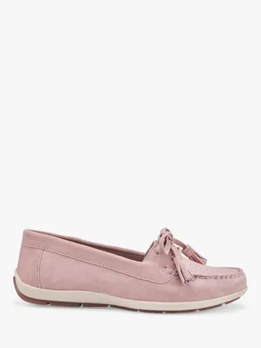 Hotter Bay Wide Fit Suede Moccasin Boat Shoes, Blush - Blush - Female