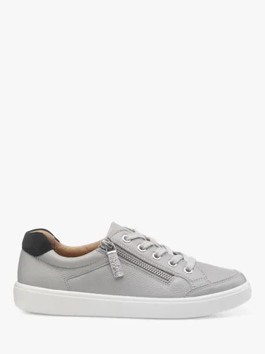 Hotter Chase II Leather Zip and Go Trainers - Light Grey - Female
