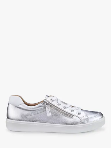 Hotter Chase II Leather Zip and Go Trainers - Silver - Female