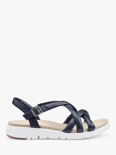 Hotter Seek Wide Fit Padded Leather Sandal - Navy - Female