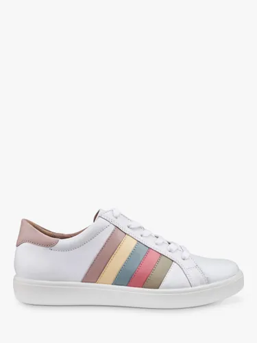 Hotter Switch Wide Fit Leather Trainers - White/Pastels - Female