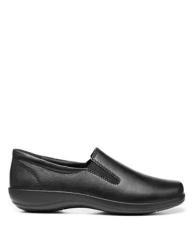 Hotter Womens Glove II Leather Slip On Boat Shoes - 4.5 - Black, Black