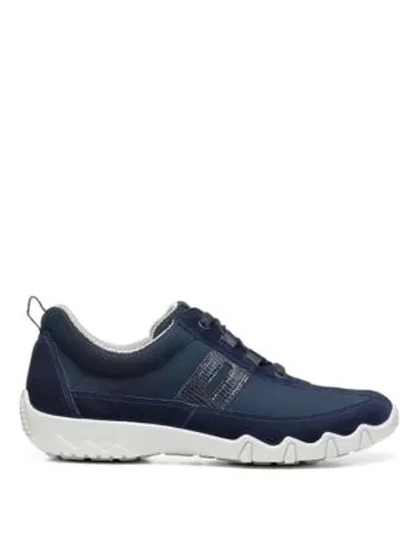 Hotter Womens Leanne Wide Fit Suede Lace Up Trainers - 3 - Navy, Navy,Grey
