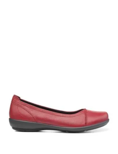 Hotter Womens Robyn II Wide Fit Leather Ballet Pumps - 3 - Red, Red