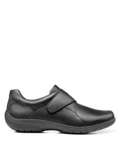Hotter Womens Sugar II Leather Riptape Boat Shoes - 7 - Black, Black