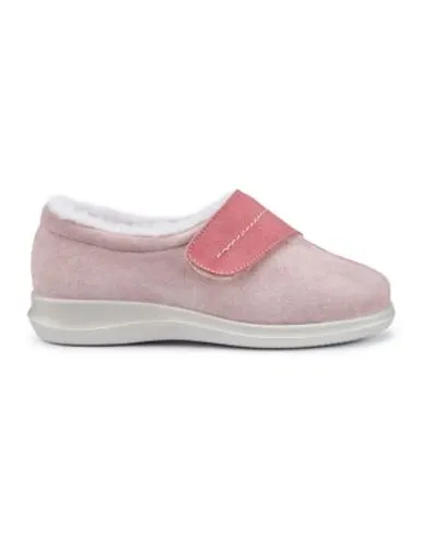 Hotter Womens Wrap Suede Riptape Moccasin Slippers - 4 - Light Pink Mix, Light Pink Mix