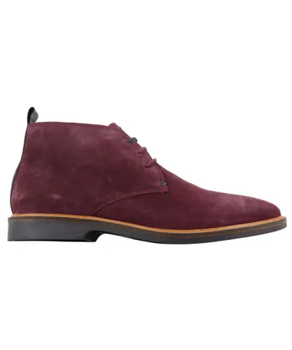 House of Cavani Mens Burgundy Suede Lace Up Chukka Boots
