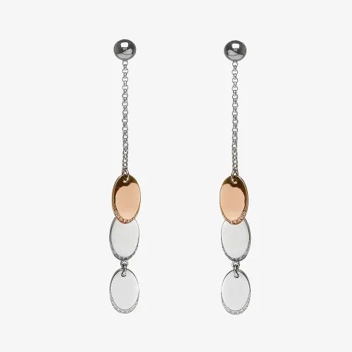 House Of Lor Silver Cubic Zirconia Rose Gold Oval Dropper Earrings H-30005
