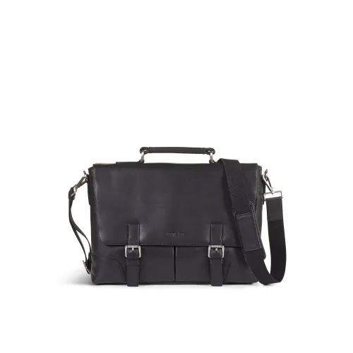 Howard London , Black Leather Briefcase Bag James ,Black male, Sizes: ONE SIZE