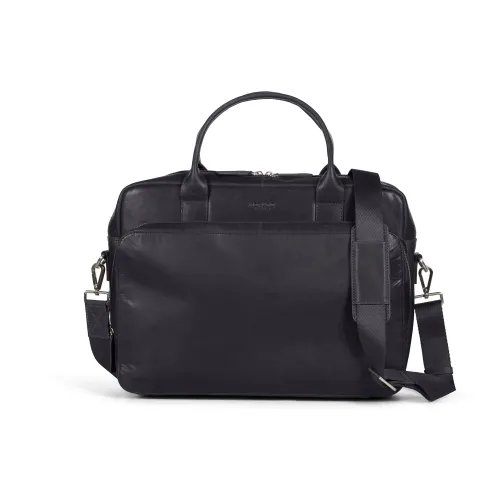 Howard London , Black Leather Laptop Bag ,Black male, Sizes: ONE SIZE
