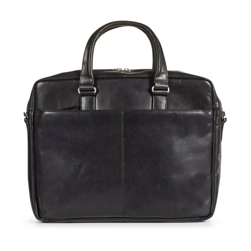 Howard London , Black Leather Laptop Business Bag ,Black male, Sizes: ONE SIZE