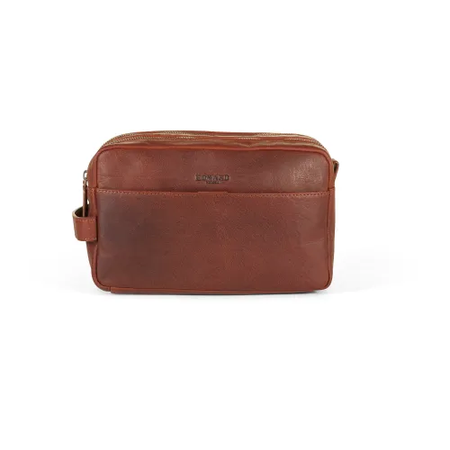 Howard London , Brown Leather Men's Washbag ,Brown male, Sizes: ONE SIZE