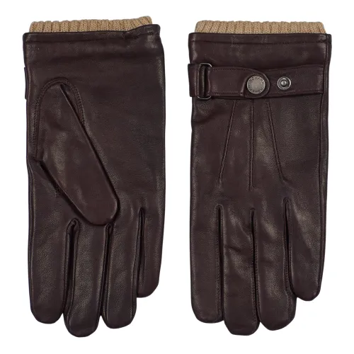 Howard London , Dark Brown Leather Gloves for Men ,Brown male, Sizes: