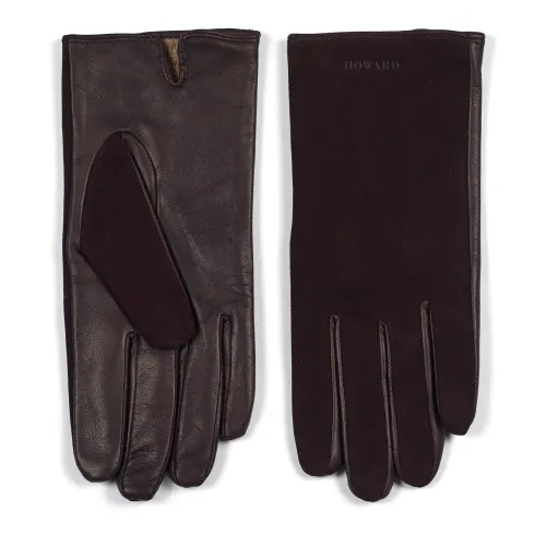 Howard London , Dark Brown Leather Gloves for Women ,Black male, Sizes: