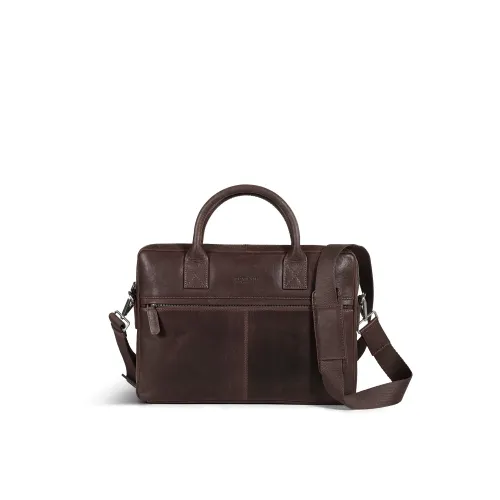 Howard London , Dark Brown Leather Laptop Bag ,Brown male, Sizes: ONE SIZE