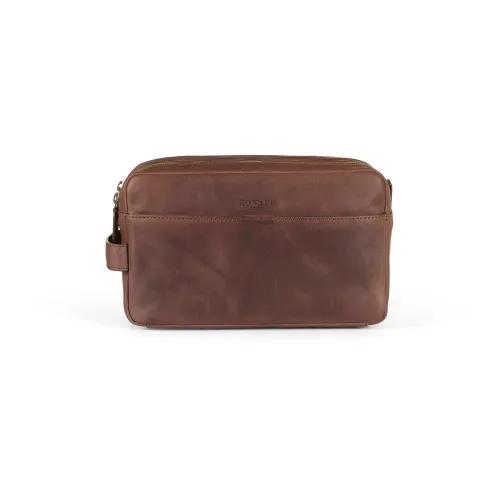 Howard London , Dark Brown Leather Men's Washbag ,Brown male, Sizes: ONE SIZE