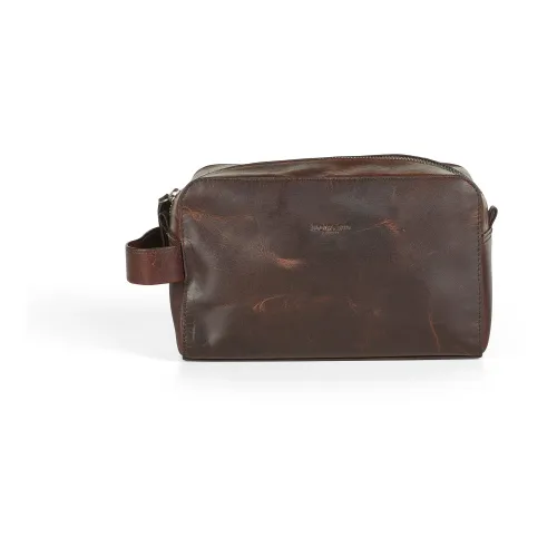 Howard London , Dark Brown Leather Washbag ,Brown male, Sizes: ONE SIZE