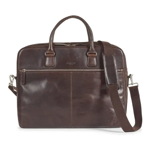 Howard London , Laptop Bag Maxwell Dark Brown ,Brown male, Sizes: ONE SIZE
