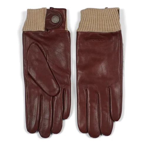 Howard London , Premium Brown Leather Gloves for Women ,Brown male, Sizes: