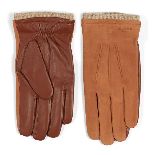 Howard London , Premium Suede and Leather Gloves ,Brown male, Sizes: