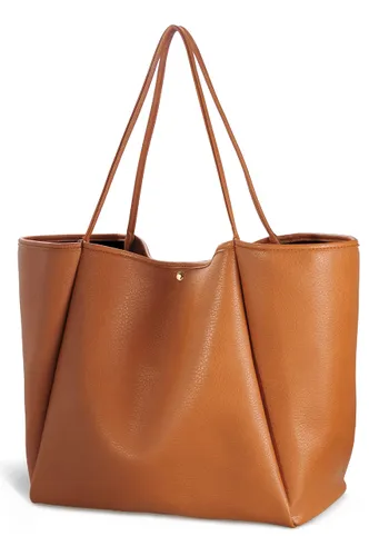HOXIS Oversize Vegan Leather Tote Women Weekender Bag