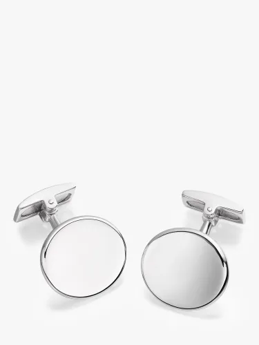 Hoxton London Concave Oval Cufflinks, Silver - Silver - Male