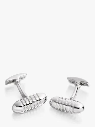 Hoxton London Ribbed Bullet Cufflinks, Silver - Silver - Male