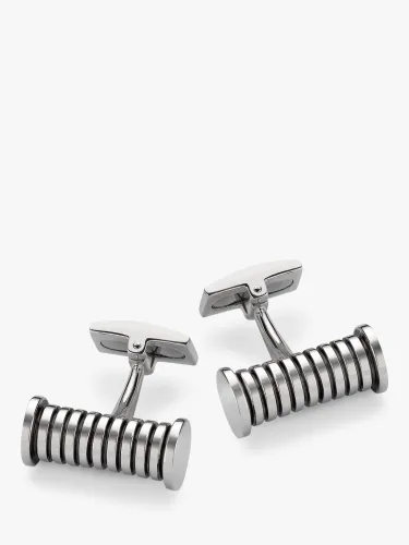 Hoxton London Striped Cylindrical Cufflinks, Silver - Silver - Male