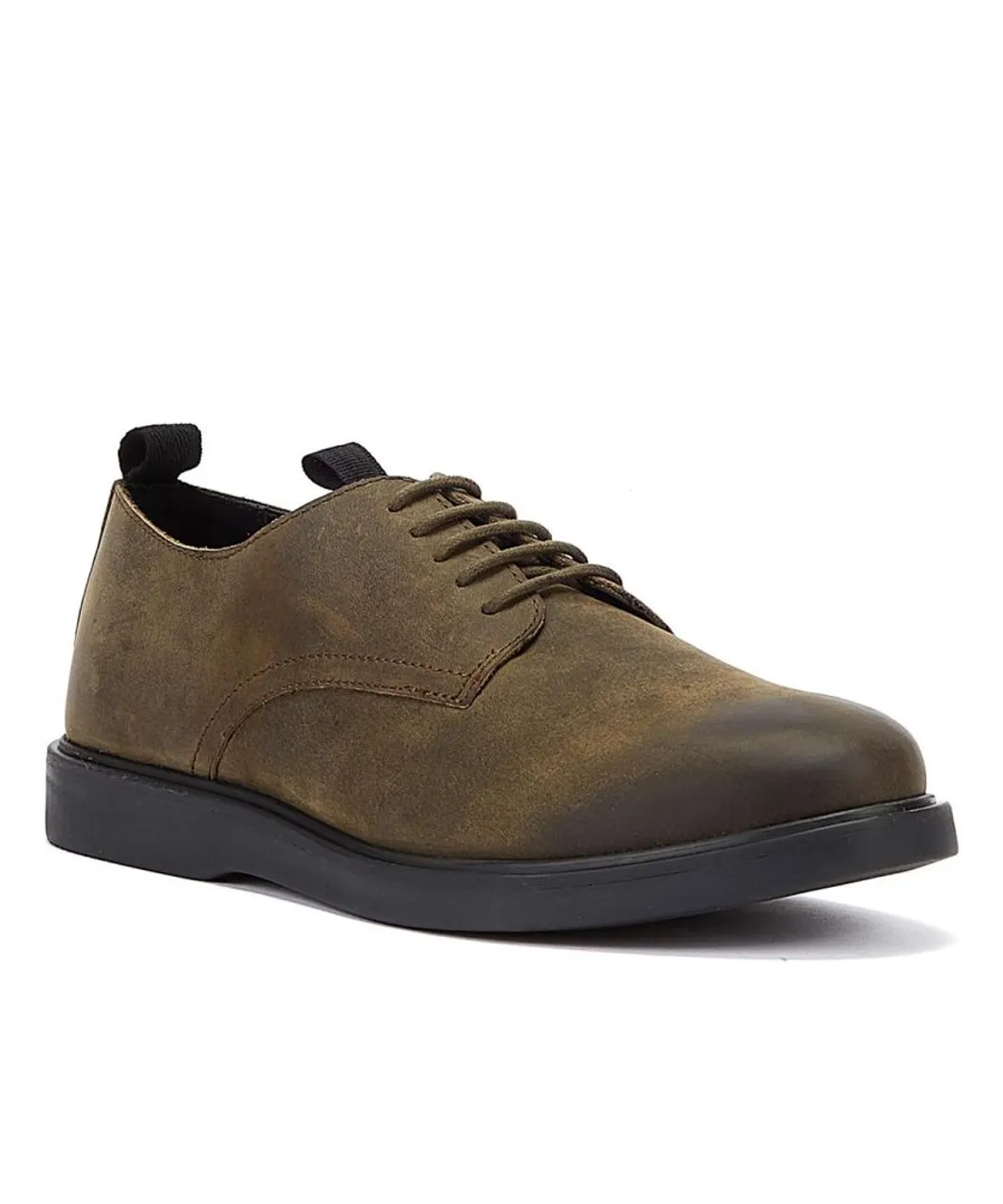 Hudson Barnstable Khaki Leather Mens Lace-Up Shoes - Green