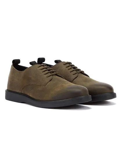 Hudson Barnstable Khaki Leather Mens Lace-Up Shoes - Green