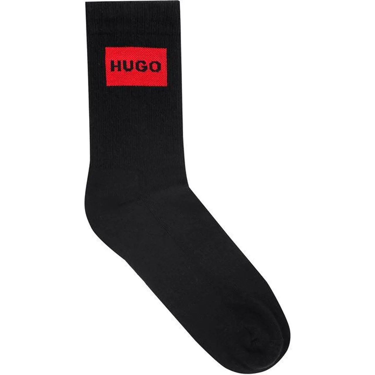 Hugo 2 Pack Logo Label Crew Socks - Black