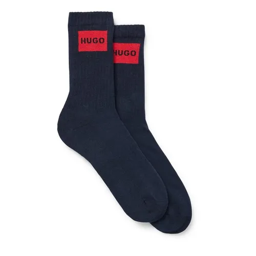 Hugo 2 Pack Logo Label Crew Socks - Blue