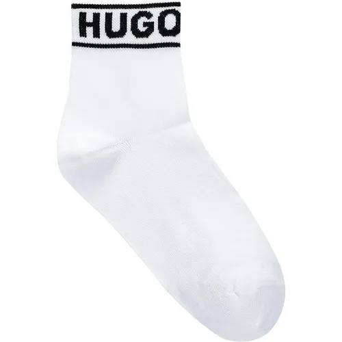 HUGO 2 Pack Logo Quarter Socks - White