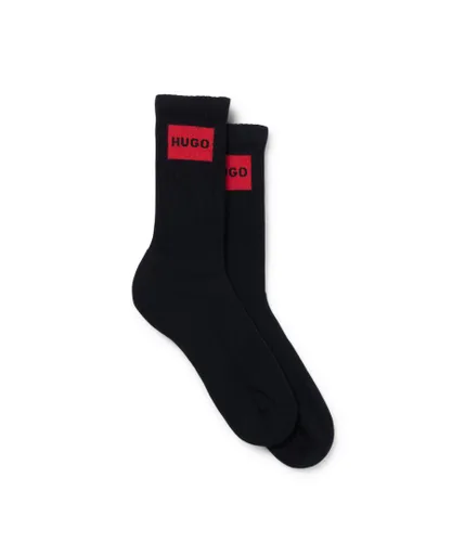 Hugo 2 Pack Mens Rib Logo Sock - Black