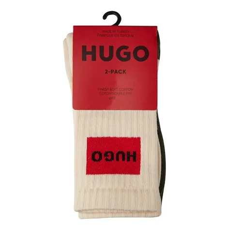 HUGO 2 Pack Rib Label Crew Socks - Green
