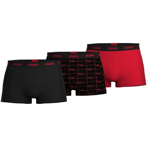 Hugo 3 Pack Design Boxer Shorts - Red